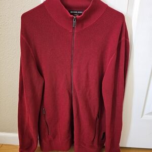 Michael Kors Men's Zip-Up Sweater in Rich Red
